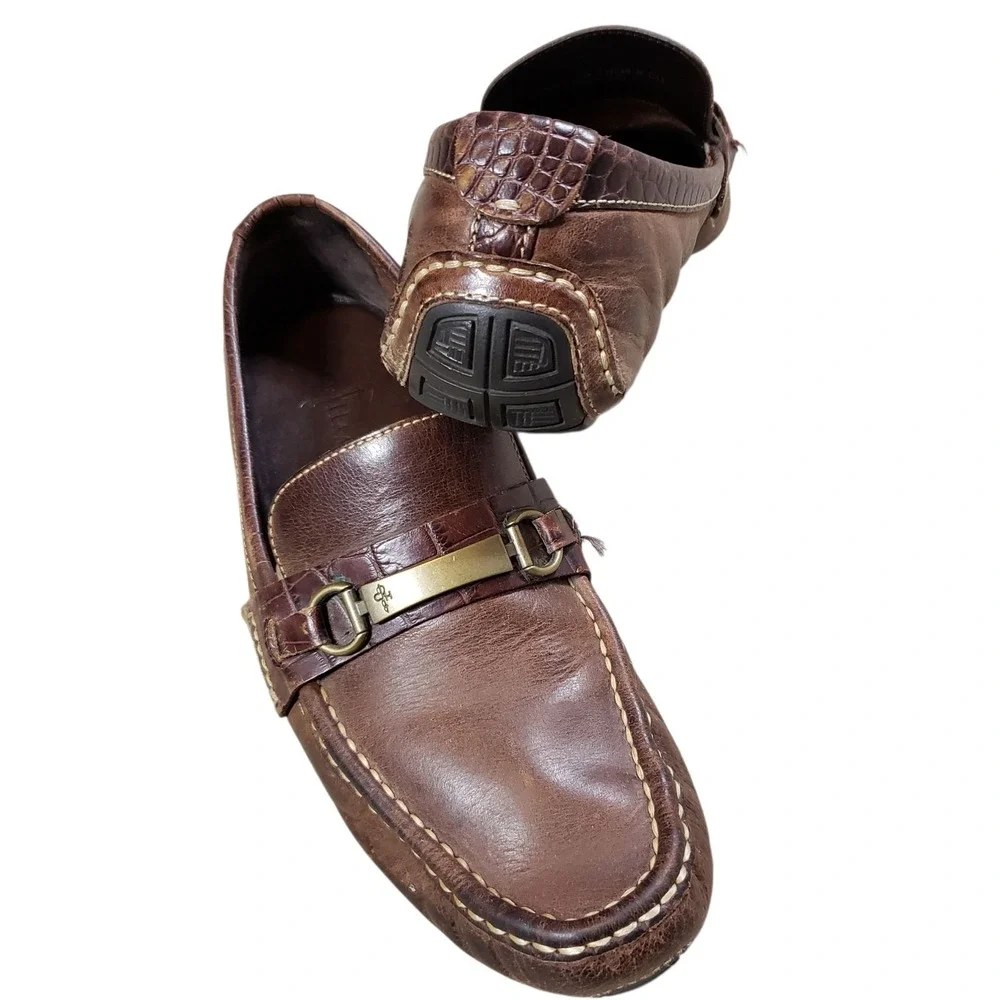 COLE HAAN Mens Shoes Size 10.5M Brown Leather Driving Moccasin Loafers Horse Bit